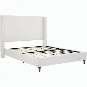 Upholstered Platform Wingback Bed with Harper Tall Headboard Upholstered Bed No Box Spring Needed