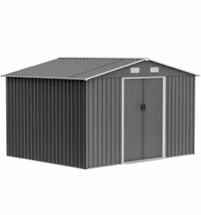 10X8 FT Outdoor Tool Storage Shed with Metal Foundation & Lockable Doors, All Weather Metal Sheds for Garden, Patio, Backyard, Lawn