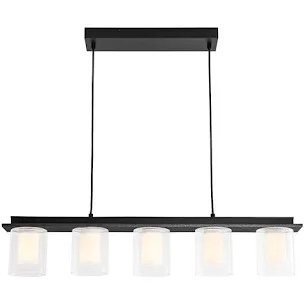 5- Light Glass LED Linear Pendant Light