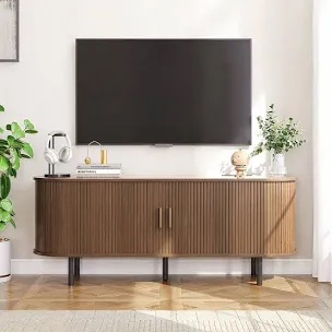 Tv Stand With Storage And Shelves Designed To Fit 55 80 Tvs. Wood 