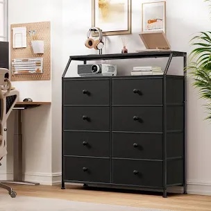 Ojaswi 8 Drawer, Double Dresser with Wooden, Chest of Drawer in 37.6''