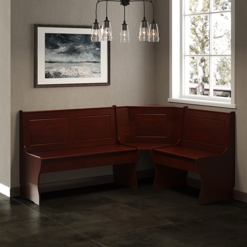 heartlynn classic wooden breakfast nook corner bench set solid wood mahogany finish