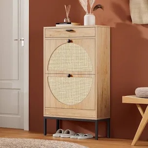 cerina boho natural rattan shoe storage cabinet
