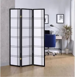 keitez 70.5" tall rice paper folding room divider black