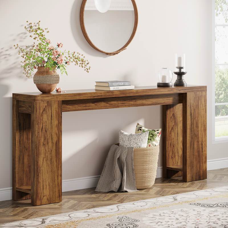 dyron extra long farmhouse console table for entryway
