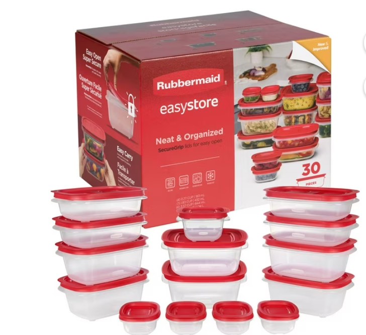 Rubbermaid EasyStore Containers with Lids, 30-Piece Set