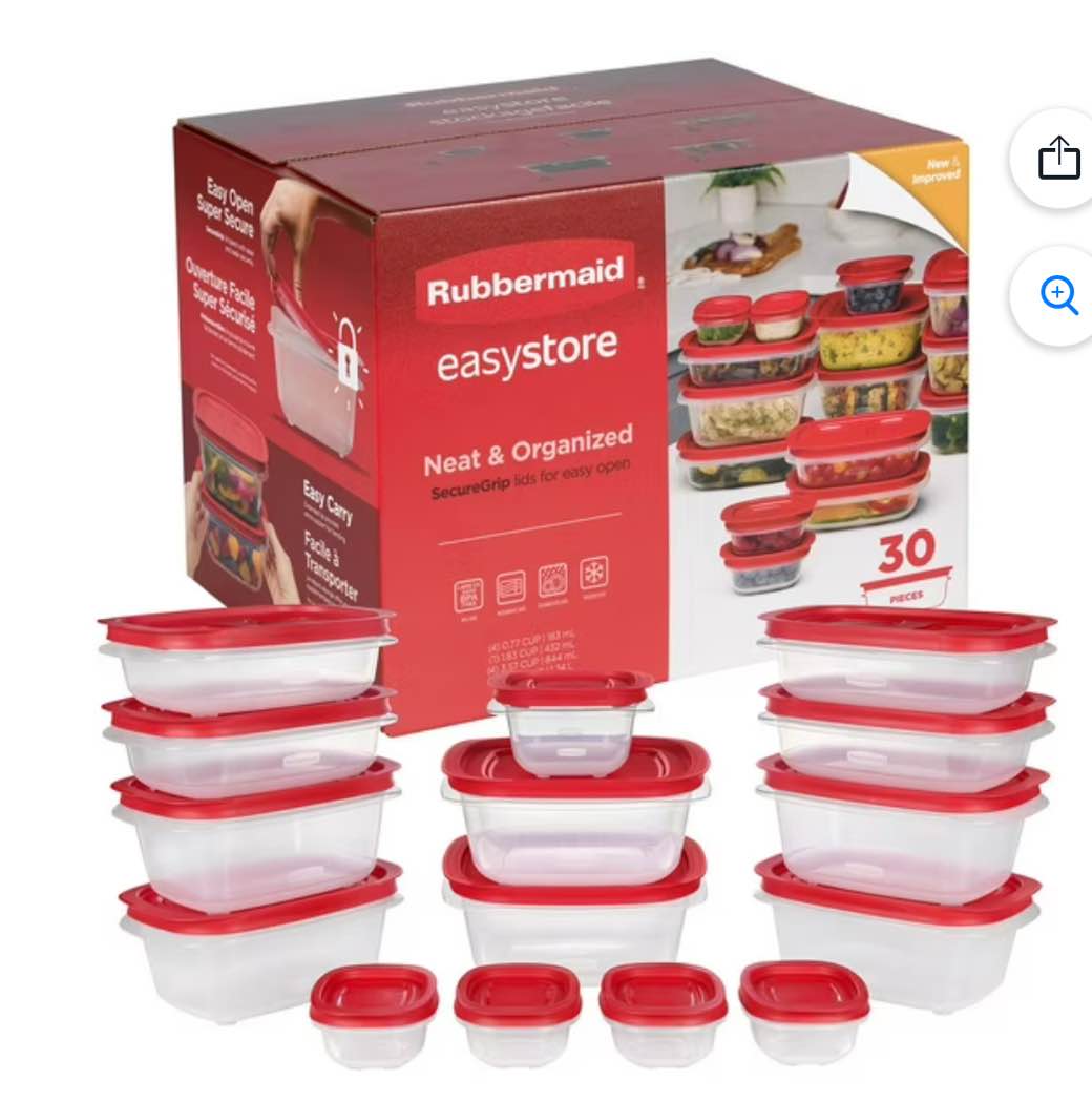 Rubbermaid EasyStore Containers with Lids, 30-Piece Set