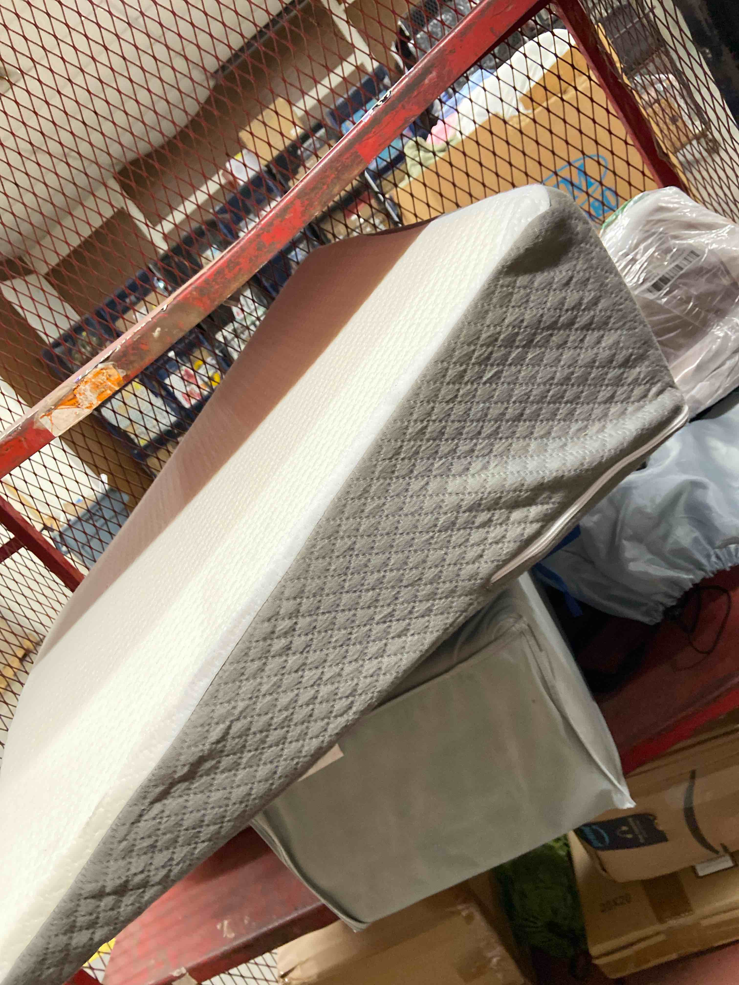 Condition photo showing Good Condition for bedluxe wedge pillow, 10 inch bed wedge pillow for headboard, pillow wedge for acid reflux relief, sleeping, back pain relief, snoring, triangle pillow wedge - cooling memory foam top, white/grey 24*24*10 inch white grey