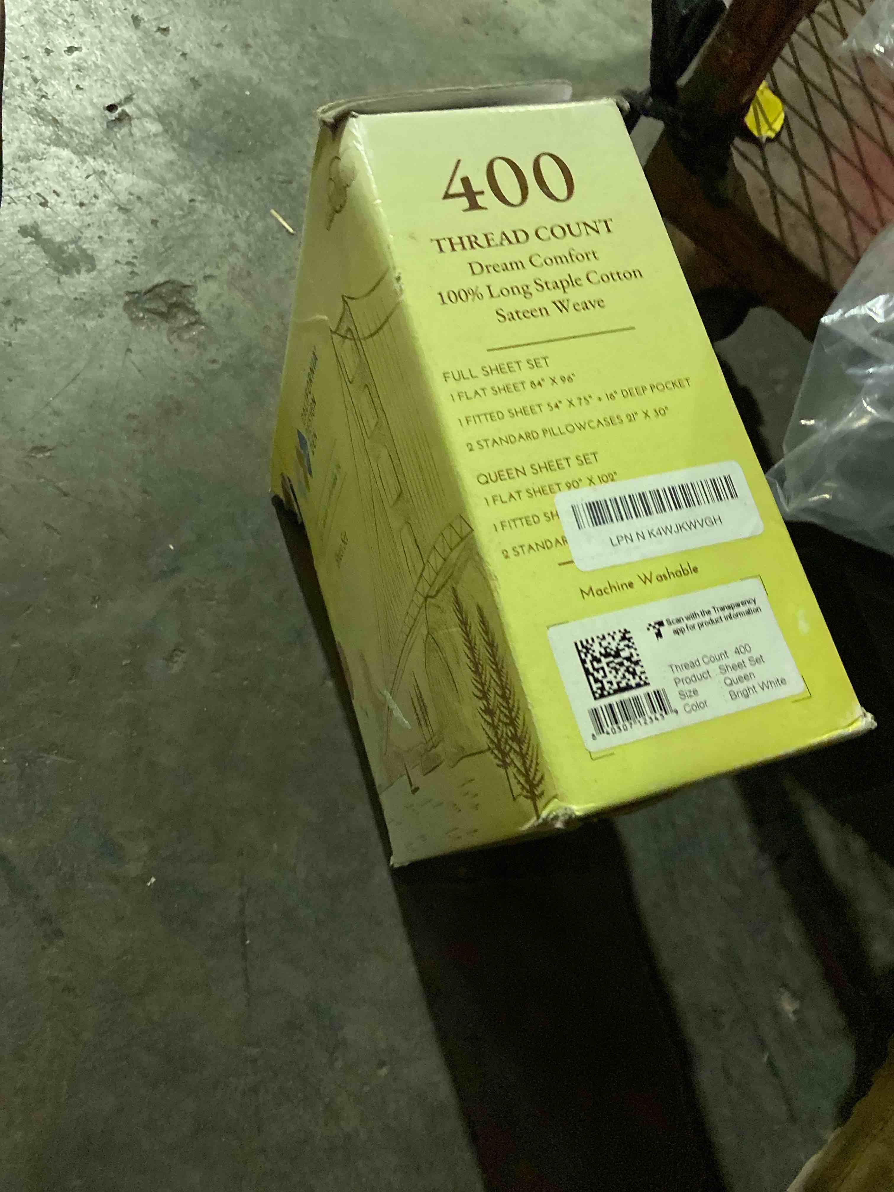 Condition photo showing New/Like New for 400-Thread-Count 100% Cotton Sheet Pure White Queen-Sheets Set  4-Piece Long-Staple Combed Cotton Best-Bedding Sheets for Bed  Breathable  Soft & Silky Sateen Weave Fits Mattress 16   Deep Pocket