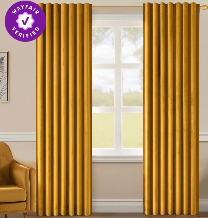 Ike Velvet 100% Blackout Curtains , Back Tab Hooks Drapes,Room Darking Thermal Insulated Drapes(Set of 2,With Hooks) (Set of 2)