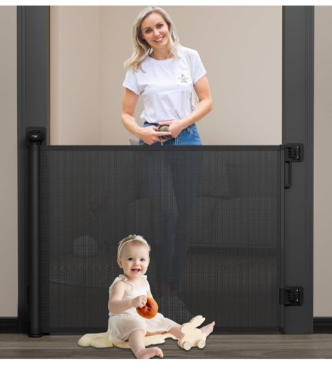 Babepai Baby Gate - No Drill, Punch Free Retractable, Extends to 54" Wide, Stair & Doorway Gate for Indoor/Outdoor Use 50