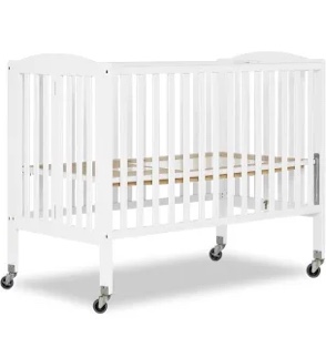 Full Size 2-in-1 Folding Stationary Side Crib, White