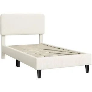 Yaheetech Upholstered Bed Frame with Adjustable Headboard