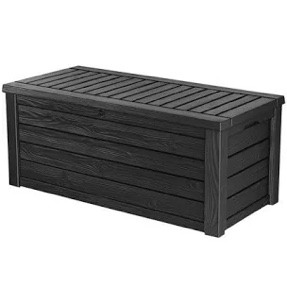 Keter Outdoor Storage Deck Box, 150 Gallon Resin Patio Bin & Bench, Solid, Dark Grey
