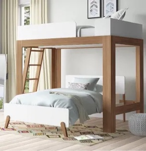 Ambur Full L-Shaped Bunk Bed, Pecan