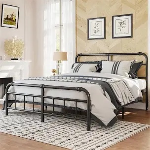 Ableton Heavy-Duty Anti-Sway 18-inch Steel Tube Iron Bed with Headboard 