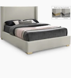 Meridian queen, bed headboard base linen 