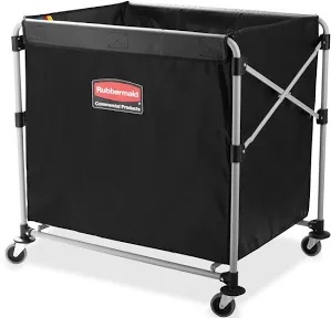 Rubbermaid Commercial Products, Collapsible X Cart Laundy Cart, College Move-In, Transport Supplies and Groceries, Steel, 8 Bushel (300 L) Cart, 36" L x 7" W x 34" H, Black