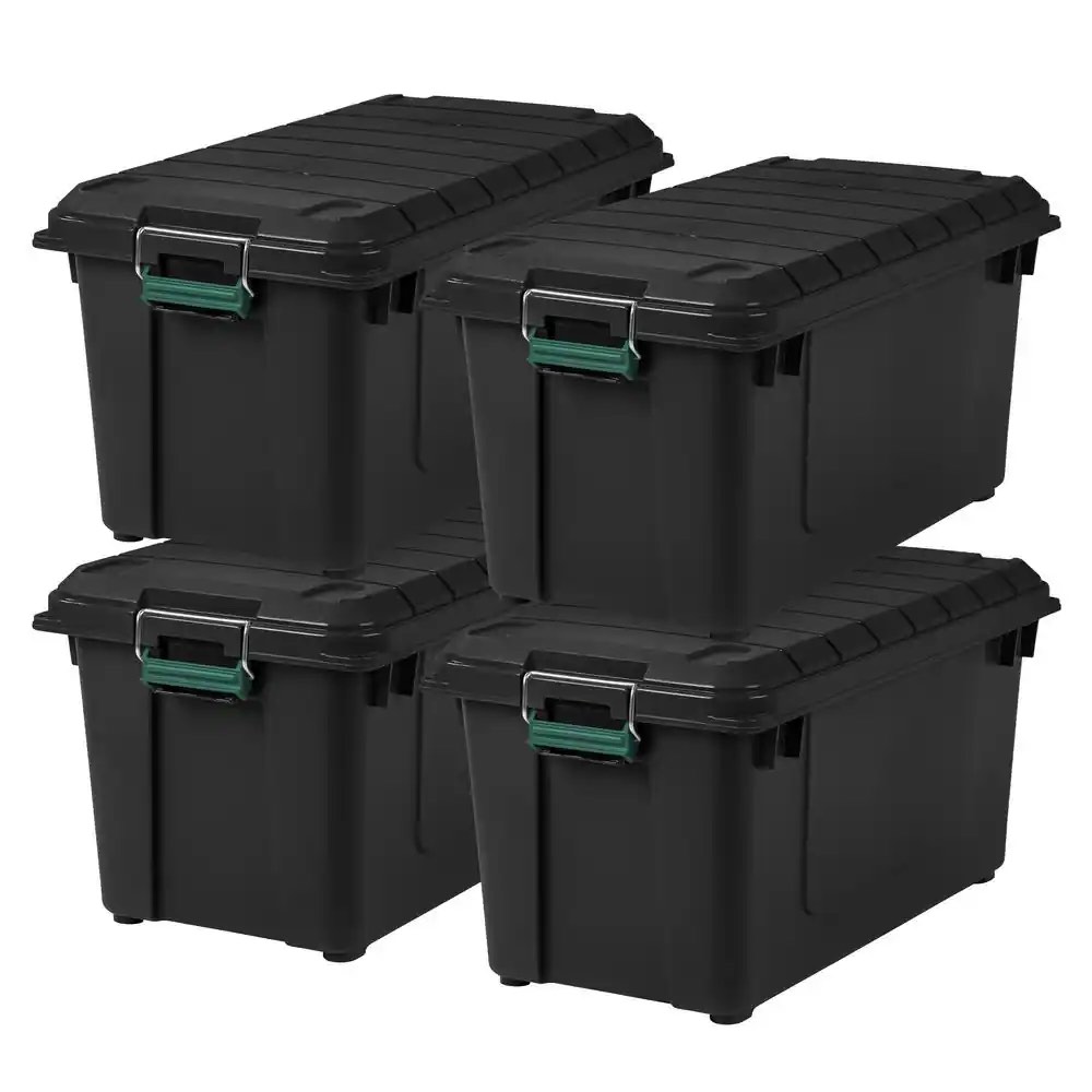 (Set of 4) 21 gal. Remington Weathertight Store-It-All Storage Bin, Black