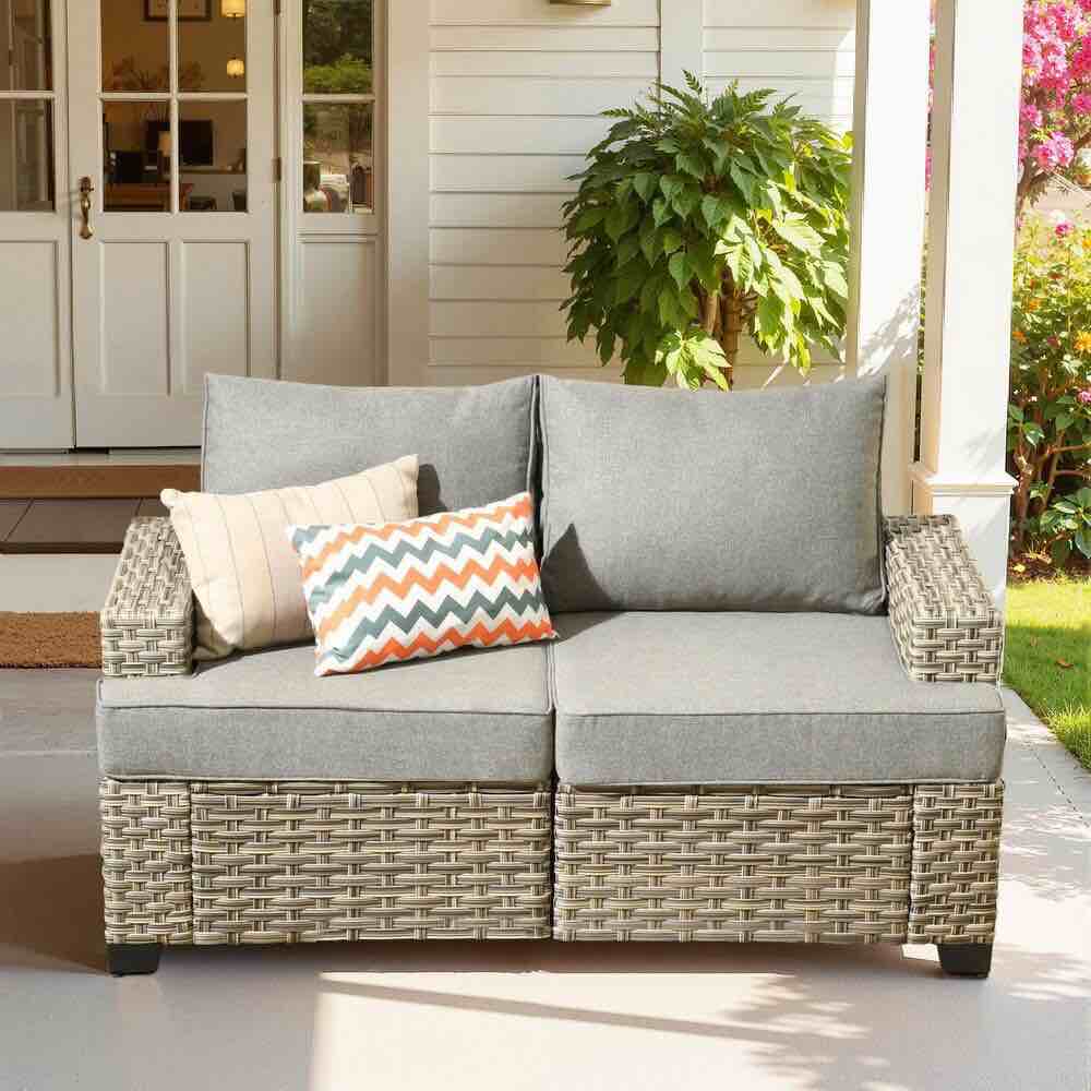 XIZZI Terra Wicker Outdoor Patio Furniture with Dark Gray Cushions (See Description)