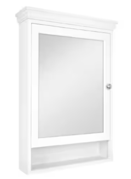 GLACIER BAY 1010 400 503 23-1/2 IN. W X 32-1/2 IN. H FRAMED SURFACE-MOUNT BATHROOM MEDICINE CABINET WITH MIRROR, WHITE