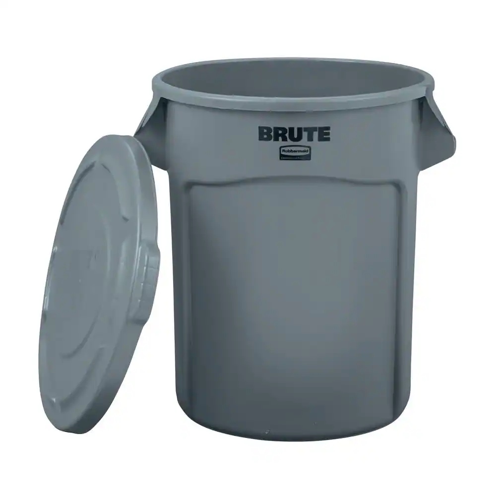 BRUTE 44 Gal. Grey Vented Plastic Outdoor Trash Can For Restaurants/Offices/Warehouses/Commercial Environments (No Lid)