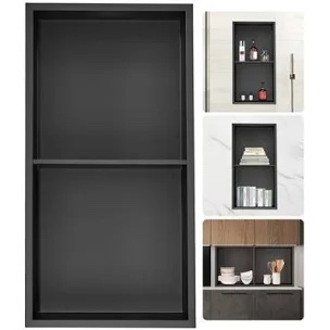 Niche for Shower Wall, Bath Niche 13 × 25 Double Shelves, Recessed Niche Shower for Bathroom Storage, Shower Niche Insert Tile Ready, Black
