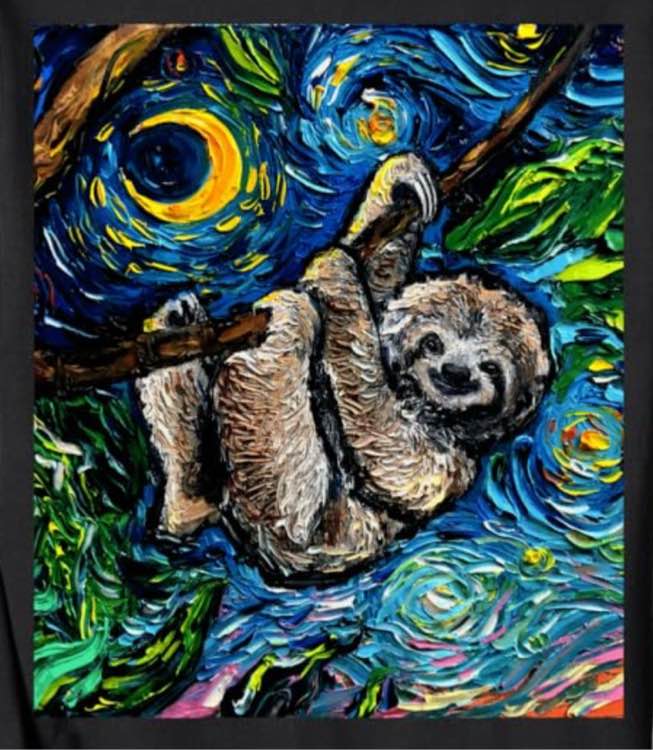 Cute Sloth Tropical Starry Night Animal Art 