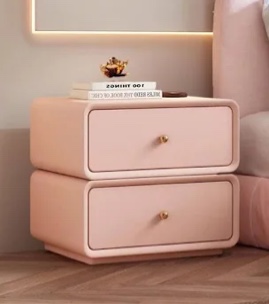 360° Rotating Nightstand With 2 Drawers - Modern Leather Top Bedside Table With Solid Wood Frame, Multi-Functional Storage End Table For Bedroom Or Entryway