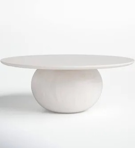 Iver Solid Wood Pedestal Coffee Table white 