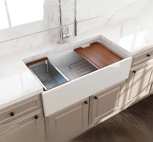 inteos silgranit 33" single bowl reversible undermount workstation kitchen sink