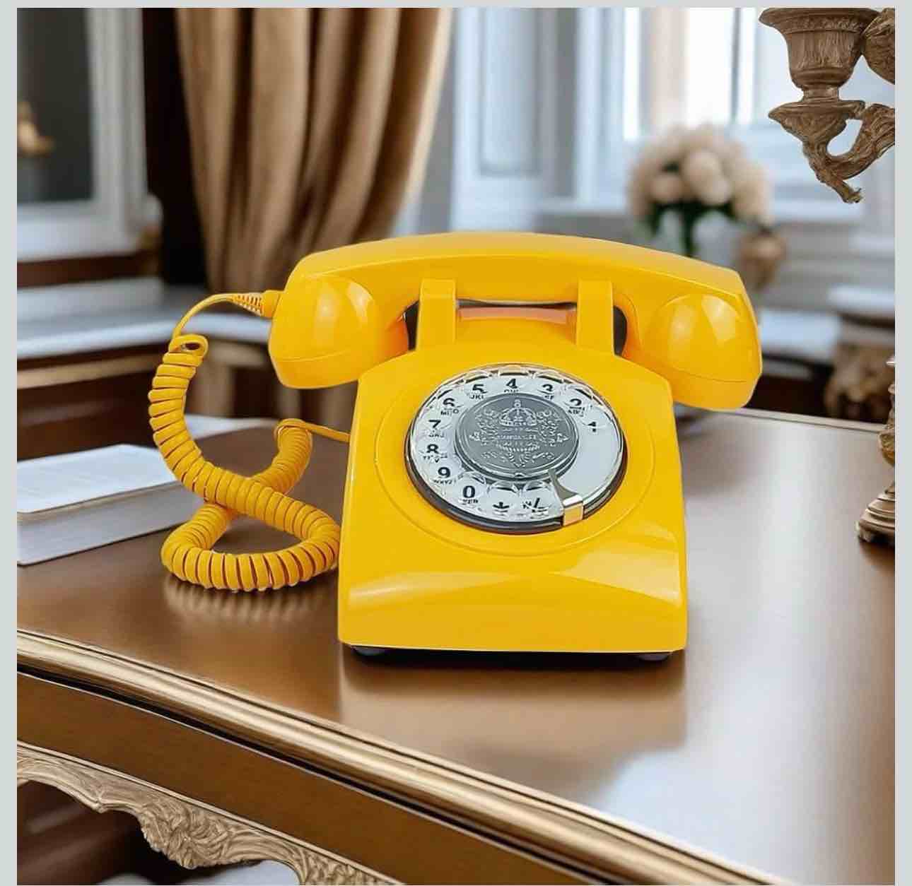 Corded Retro Phone, TelPal Landline Telephone with Old Fashion Rotary Dial Keypad, Decorative Classic 80s Antique Vintage Phones for Gift