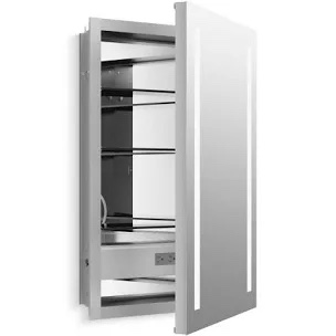 ciyanna recessed led lighted medicine cabinet with 3 adjustable shelves, defogger, outlets & usbs