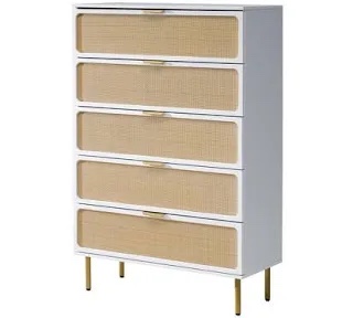 Concezia 36.2” W 5-drawer Rattan Chest With Rubberwood Legs
