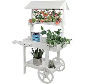 Quenby Wooden Flower Cart Plant Stand - 33.75" x 21.75" x 49.25"