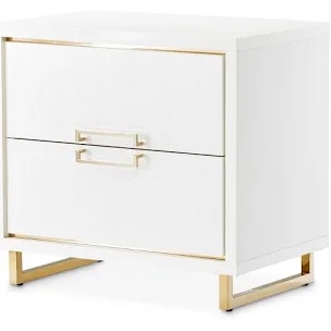 michael amini palm gate nightstand - cloud white