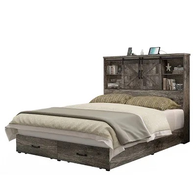 tryston sherell wooden bookcase bed frame