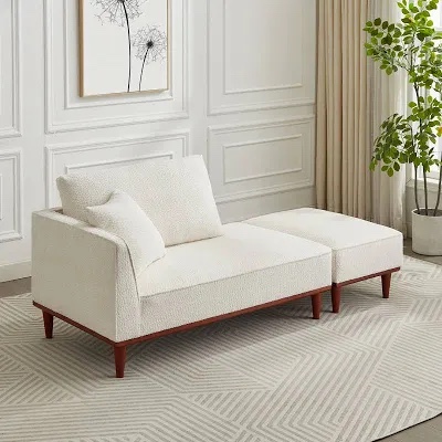 Finken Upholstered Chaise Lounge and Stool