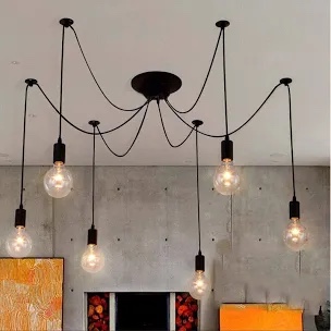 ceiling spider lamp light pendant lighting, antique classic adjustable diy lighting chandelier modern dining 8 arms(each with 1.7m wire)