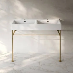Claire 48" Double Basin Console Sink With Legs