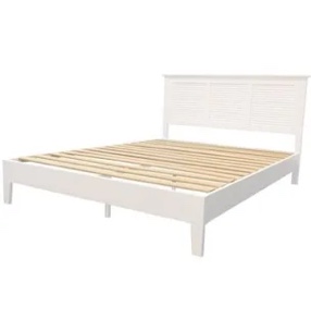 white Wood Bed-Queen Size-Middle Slat,Assembly Tools, Etc