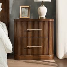 Graciana Modern 26''W 2-Drawer Fluted Nightstand with Built-in Power Strip and Minimal Assembly