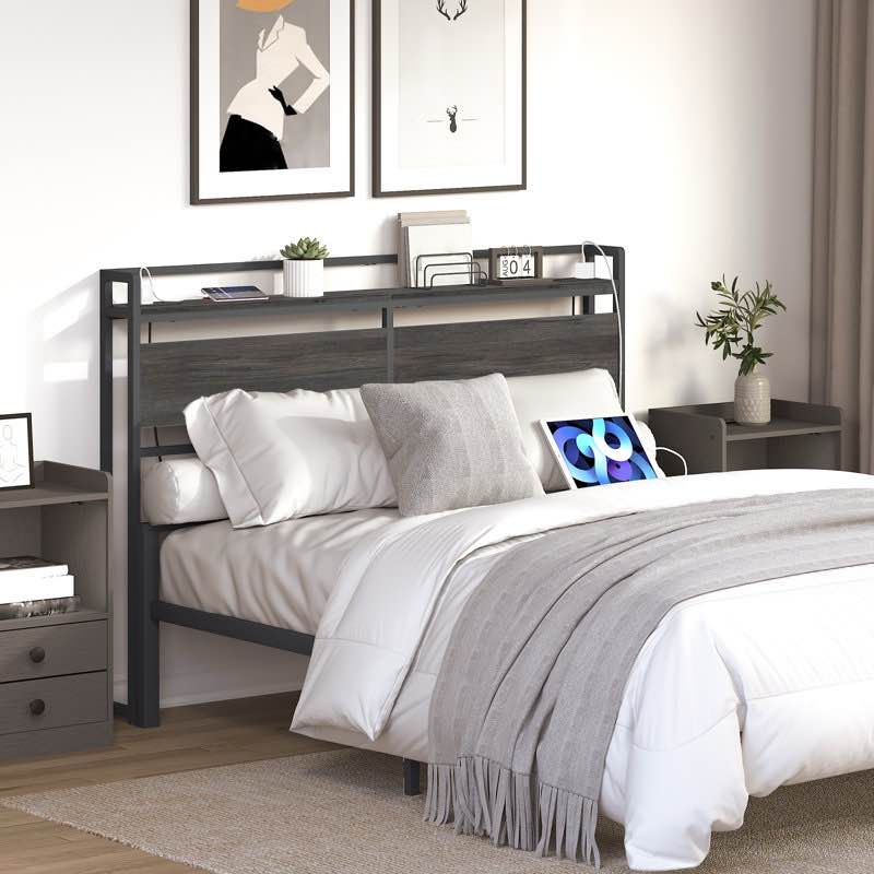 Morano 39.9"H Metal Headboard with Charging Station