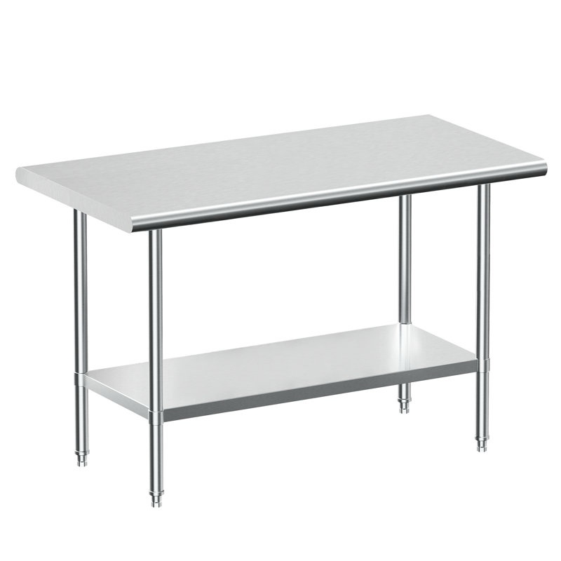 Stainless Steel Work Table, NSF Commercial Worktable with Undershelf and Legs 24" D x 34" H Inches