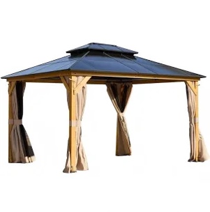 15 Ft. W X 13 Ft. D Solid Wood Hardtop Patio Gazebo