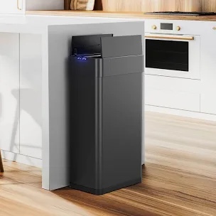 automatic trash can, stainless steel motion sensor garbage bin, touchless brushed wastebasket, w/butterfly, soft-close lid