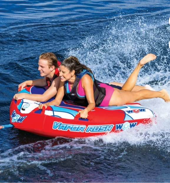 WOW Sports Vapor Rush 2-Person Towable Starter Kit with 2K Rope and 12V Pump