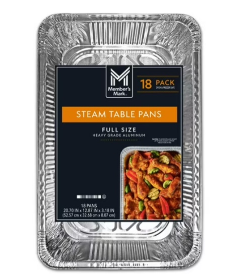  Member's Mark Full Size Aluminum Steam Table Pans, 18 ct.