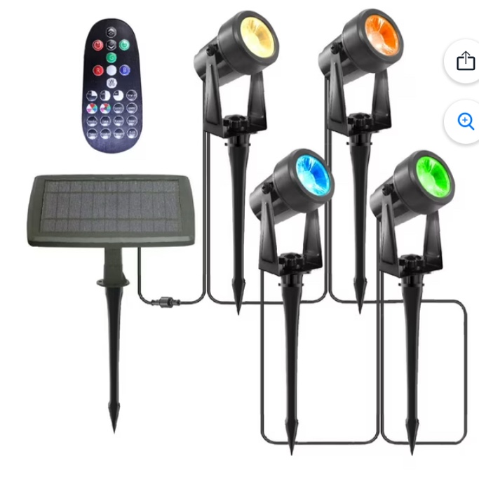 Deck Impressions Solar Spotlight with Detached Solar Panel, 4-Pack