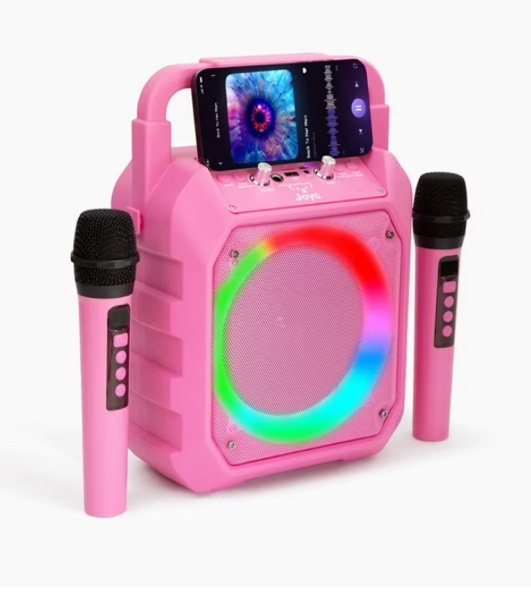 joyc mic drop karaoke machine with 2 wireless mics & rgb lights